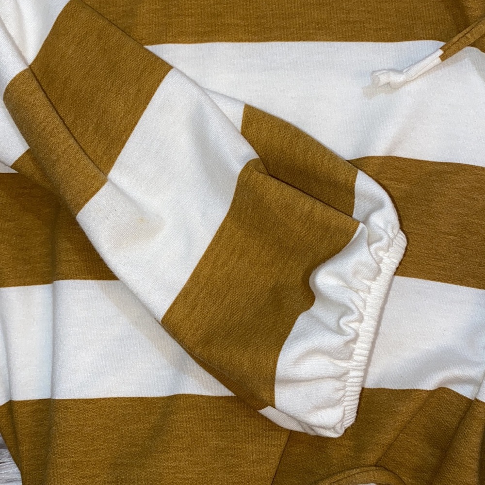 {aerie} striped hoodie • mustard/white • size large - Picture 3 of 5